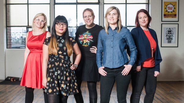 From left, Girl Geek Academy founders Sarah Moran, Lisy Kane, April Staines, Tammy Butow and Amanda Watts.