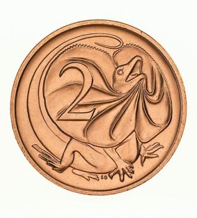 The Australian two cent coin had a representation of a frilled lizard on the reverse side.