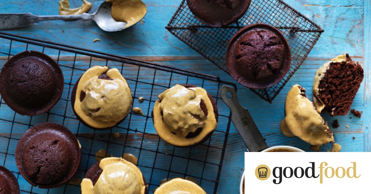 Chocolate tomato muffins with coffee glaze