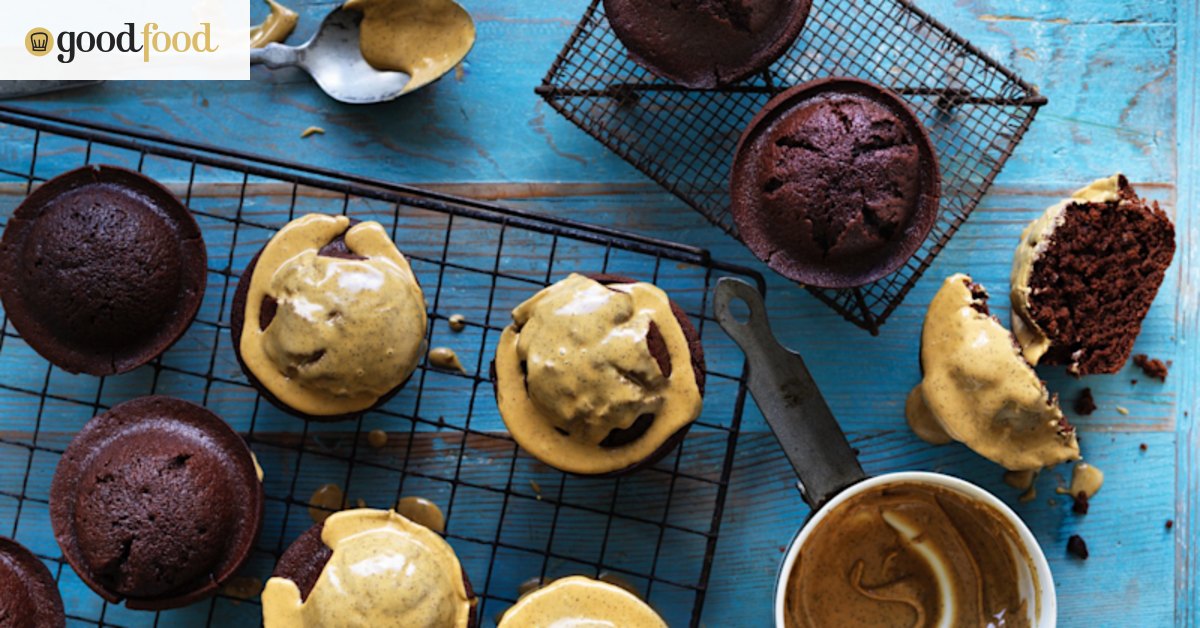 Chocolate tomato muffins with coffee glaze
