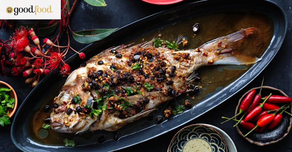 Steamed whole snapper with black beans and chilli
