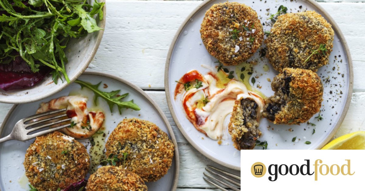 Neil Perry's mushroom risotto cakes with aioli