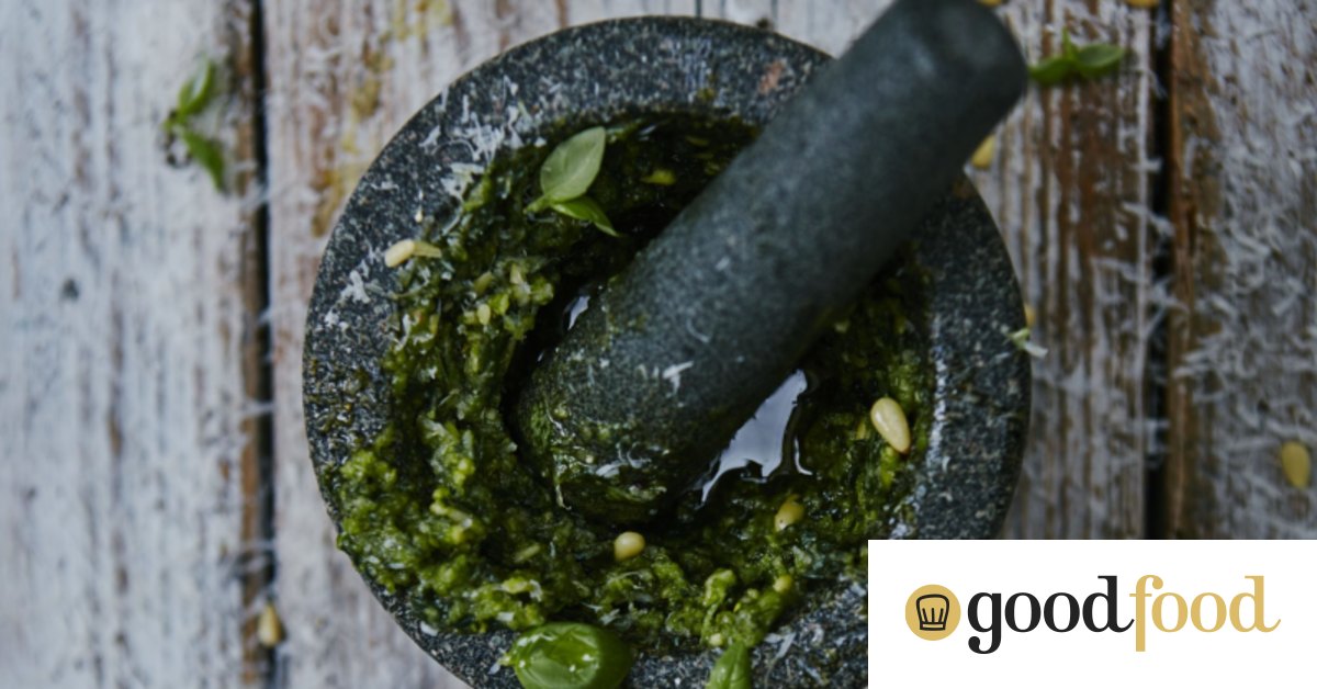 Jamie Oliver's best basil pesto with basil, parmesan and pine nuts