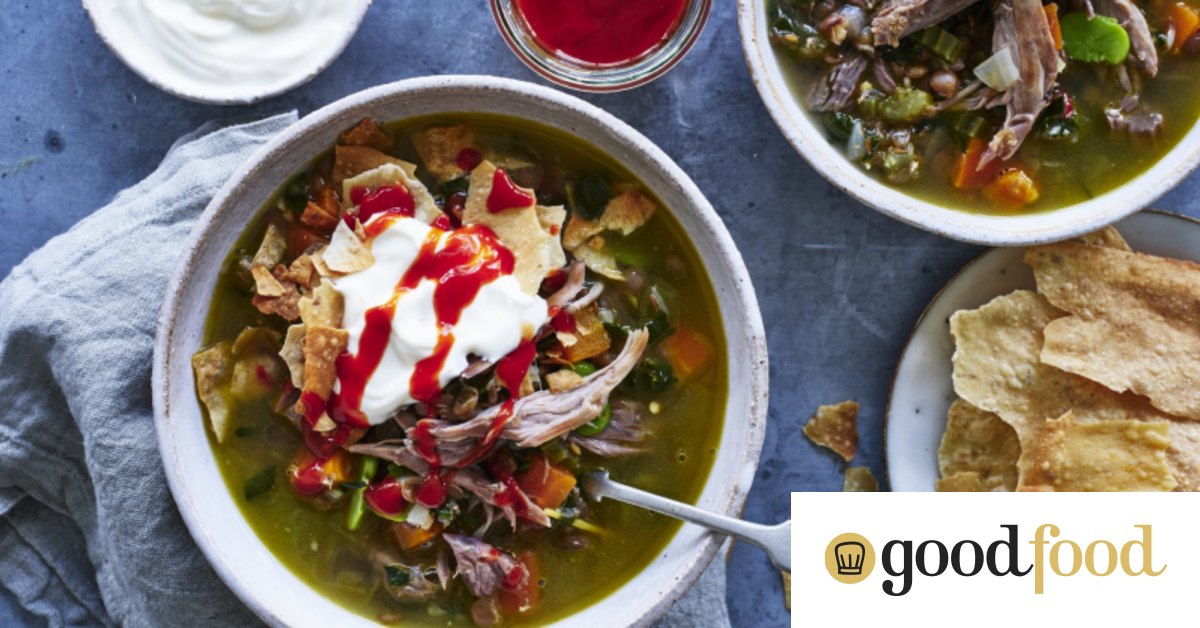 Spiced spring lamb shank and lentil soup