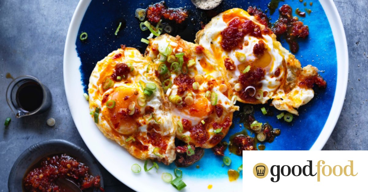 Homestyle fried eggs with chilli sauce