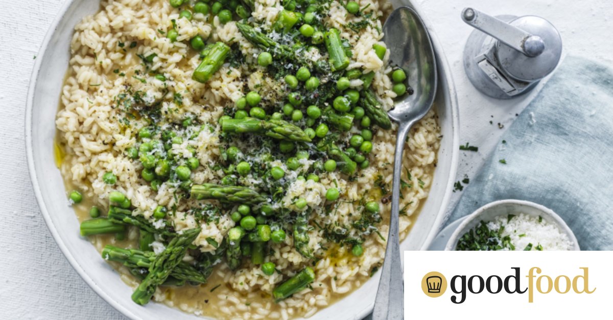 Neil Perry's asparagus and pea risotto