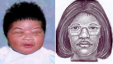 Kamiyah Mobley, left as a newborn, and a police image of the woman suspected of taking her 18 years ago. 