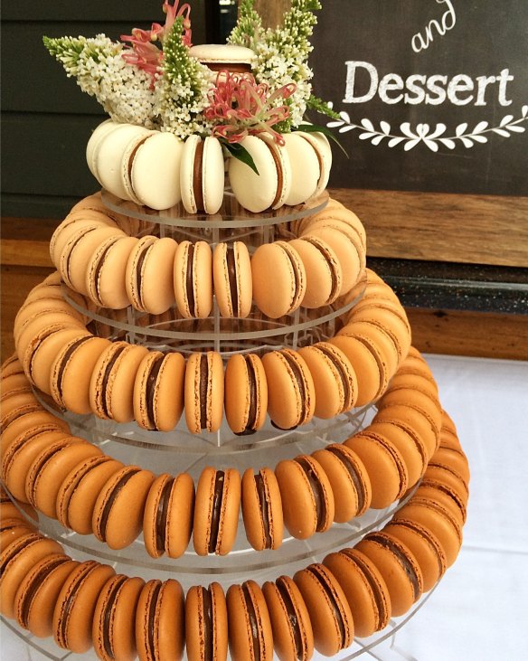 For a spectacular alternative that's gluten-free, try a tower of macarons. "Often we work with the bride or wedding planner to match the flowers and macarons with the colour theme of the wedding," says Daniel Pigott. 