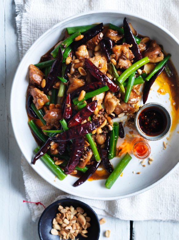 Pair Kung pao chicken with an off-dry riesling or an  aromatic gewurztraminer