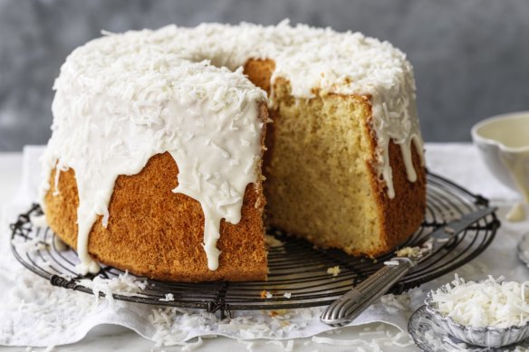 Jill Dupleix's rose, lime and coconut chiffon cake.
