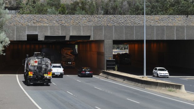 Motorists have been warned to stay away from the Parkes Way tunnel after a car fire on Saturday afternoon.