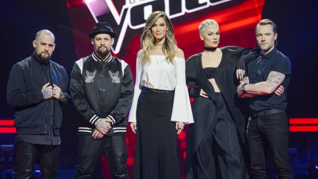 Judges on ratings juggernaut <i>The Voice</i>: Benji Madden, Joel Madden, Delta Goodrem, Jessie J and Ronan Keating.