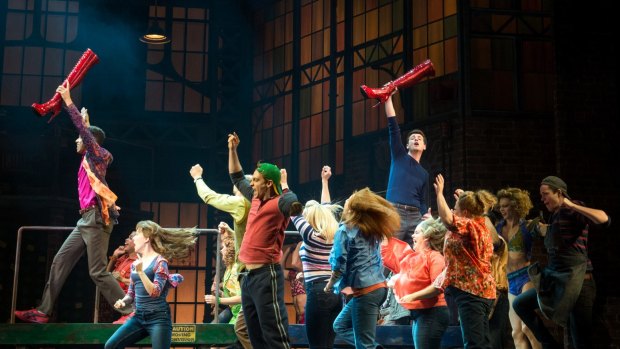 The cast of <i>Kinky Boots</i> perform ahead of the musical's opening night.
