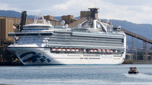 The Ruby Princess at Port Kembla in April 2020.