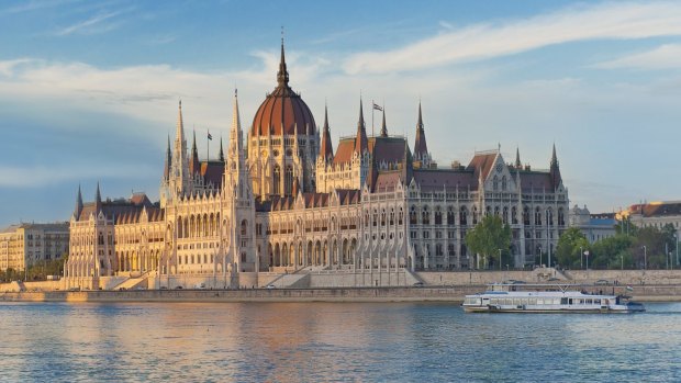 The Hungarian Parliament building in Budapest.
