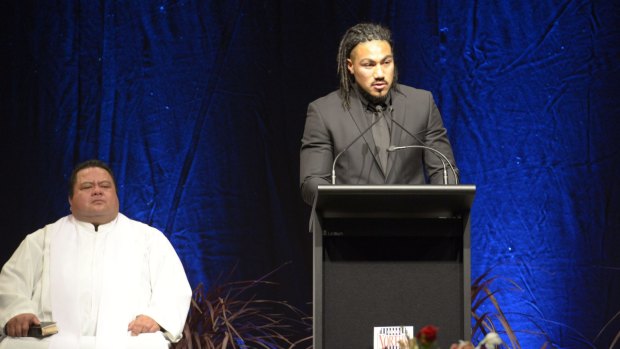 PORIRUA, NEW ZEALAND - JUNE 17:  Ma'a Nonu attends the funeral service for Jerry Collins at Te Rauparaha Arena on June 17, 2015 in Porirua, New Zealand. Former New Zealand All Blacks player Jerry Collins and his wife passed away on June 5th after his involvement in a car accident in France.  (Photo by Simon Woolf - Pool/Getty Images)