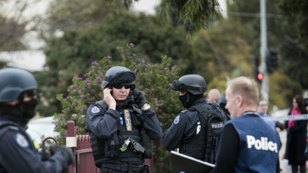 Police outside a house on in Braybrook.