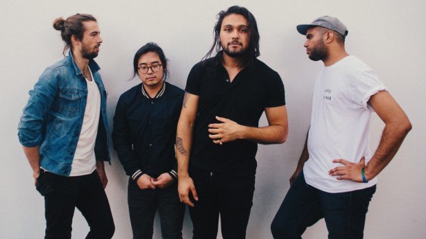 Gang of Youths's David Le'aupepe (third from left) is "still hunting for a great tragedy".