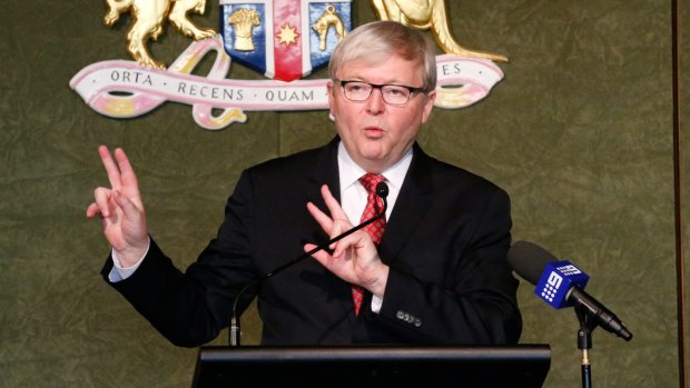 Former prime minister Kevin Rudd  has attacked George Pell while urging the Church to support action on climate change.