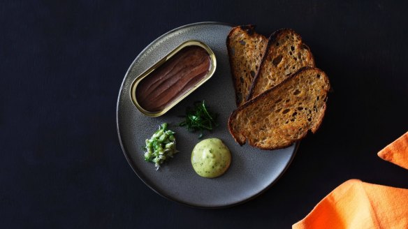 Tinned white anchovies on the menu at Smoke.