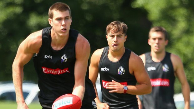 Staking his claim: Ruckman Mason Cox is getting close to a Collingwood call-up. 