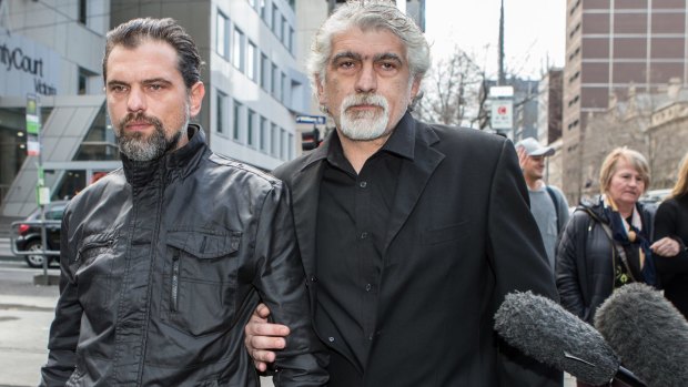 Masa Vukotic's father, Slavoljub Vukotic, leaves the court after her killer pleaded guilty to her murder. 