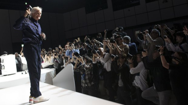Dyson founder James Dyson unveils the Supersonic dryer to Japanese media earlier this year.