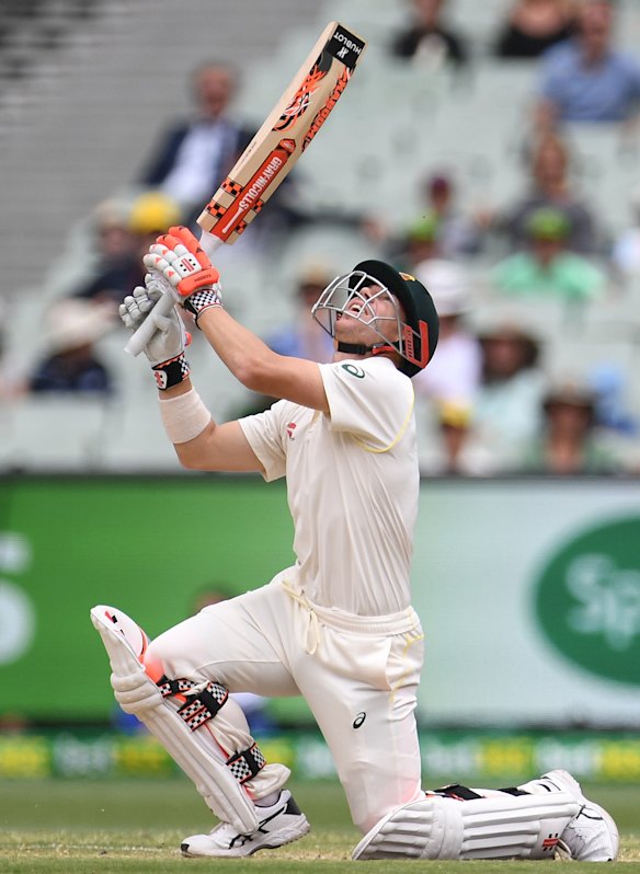 Ugly trajectory: Warner follows the ball before it is caught  by James Vince.