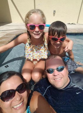 Tahra Lehman and family were told to evacuate their Cape Coral Florida home ahead of Hurricane Irma. From back: Daughter Madison, 12, right, son, Jacob. Front: Left, Tahra, Right, husband, Scott.