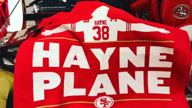 Jarryd Hayne merchandise in San Francisco.