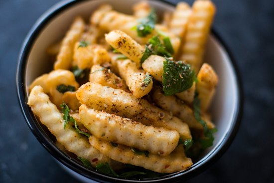 The 'hot crinkles' chips with preserved lemon and spiced butter at Biggie Smalls in Smith Street in Collingwood.