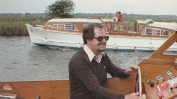 Captain Norman, aka Norman Sanders, on the Norfolk Broads in England in his earlier years. 
