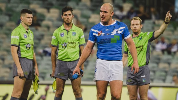 Queanbeyan Blues' Terry Campese gets sent off. 