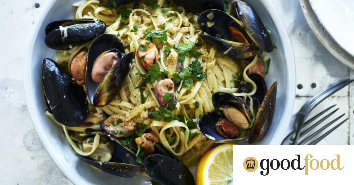 Adam Liaw's linguine with mussels, capers and cream