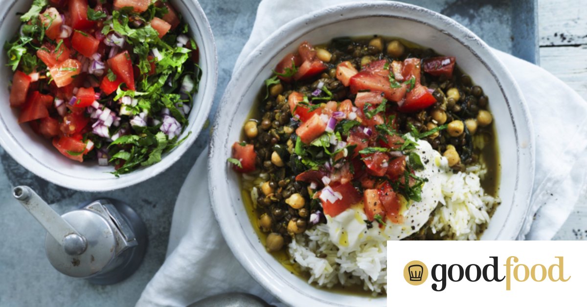 Neil Perry's chickpea and green lentil curry with spinach