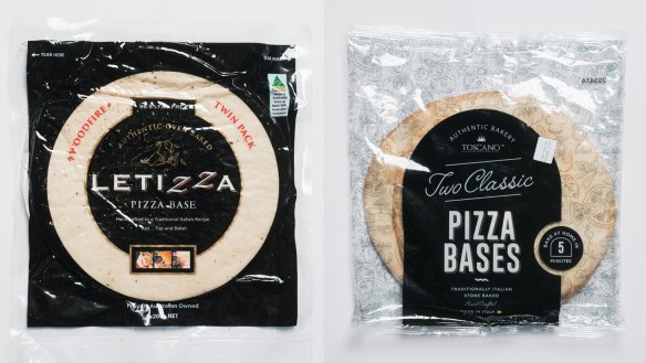 Letizza Authentic Oven Baked Pizza Bases (left) and Toscano Classic Pizza Bases.