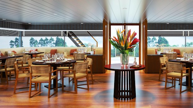 Dining room on Aqua Mekong.