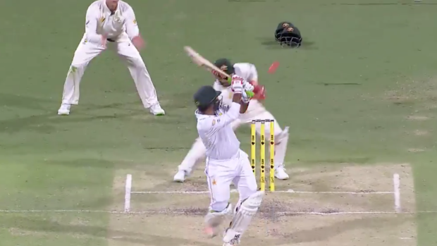 Missed stumping: Matthew Wade can't catch the ball, missing a stumping against Pakistan.