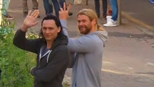 Chris Hemsworth and Tom Hiddleston in Brisbane for the filming of Thor: Ragnarok.