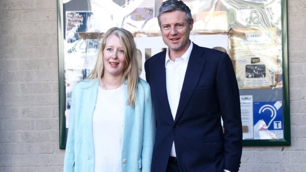 Zac Goldsmith, the Conservative Party candidate for London mayor, and his wife Alice Rothschild, after casting their votes on Thursday.