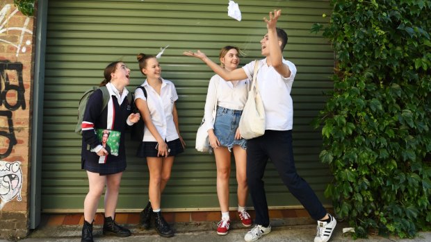 Newtown Performing Arts School students after their last HSC exam.