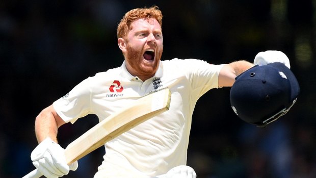 Roar: Jonny Bairstow enjoys the moment after justifying his promotion up the order with a century.