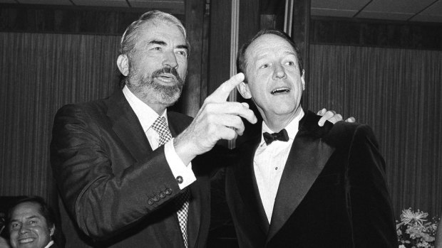 William Schallert (right) with Gregory Peck in 1979.
