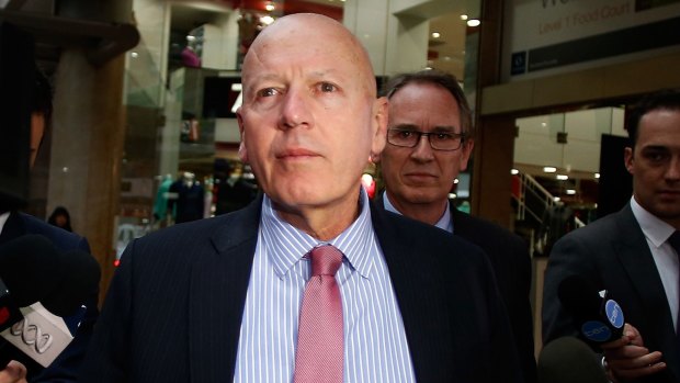 Chris Hartcher leaves the ICAC after giving evidence in 2014.
