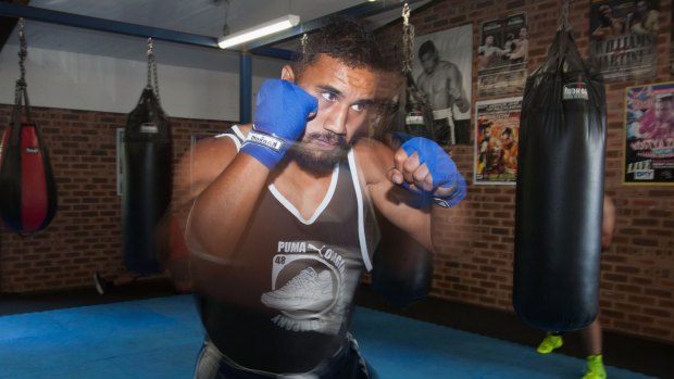 In the ring: Peni Terepo training at Blacktown PCYC.