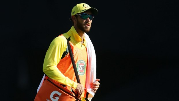 Influential: Glenn Maxwell carries the drinks at the SCG on Sunday.