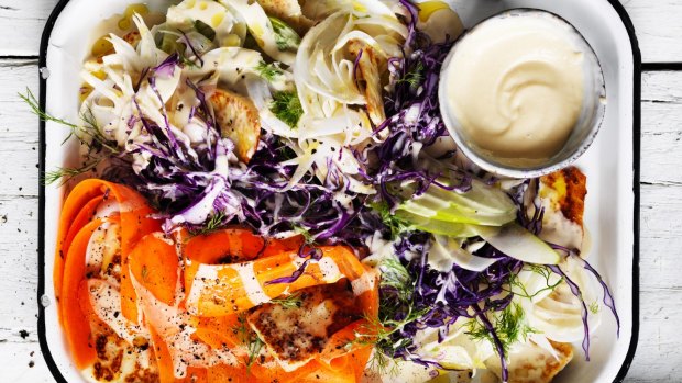 Colourful cabbage coleslaw.