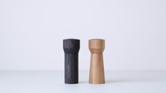 Jon Goulder Grind salt and pepper Mills, $185 each from The Store, 
<a href="https://www.thestore.com.au/jon-goulder-grind-salt-mill">thestore.com.au</a>.
