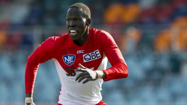 Debut: Aliir Aliir will line up for the Sydney Swans on Sunday.