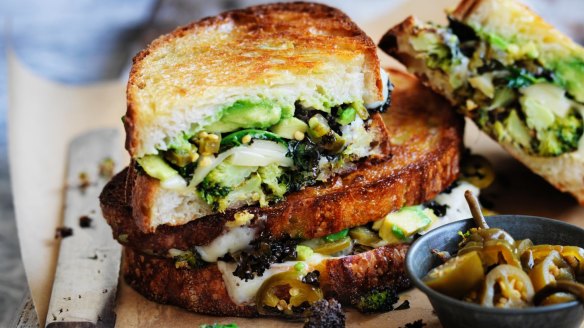Eat your greens: Broccoli, kale and melting cheese combine to make a toastie like no other.